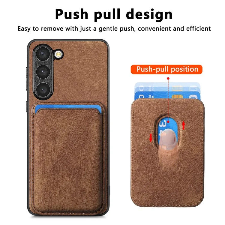 D12 For Samsung Galaxy S23 Case Magnetic Detachable Card Slots PU Leather Phone Cover