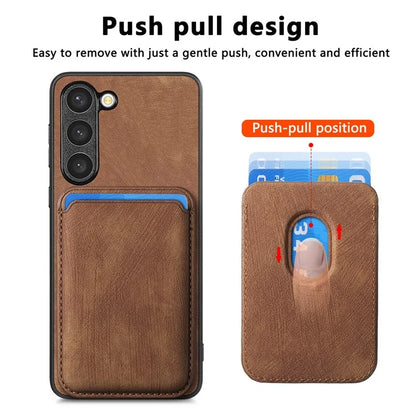 D12 For Samsung Galaxy S23 Case Magnetic Detachable Card Slots PU Leather Phone Cover