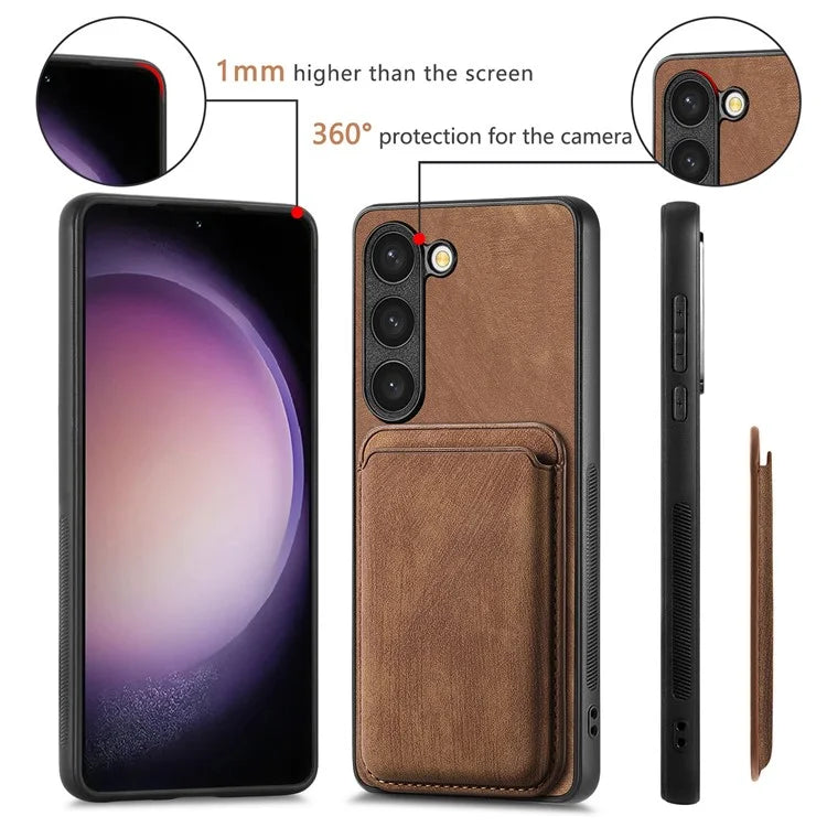 D12 For Samsung Galaxy S23 Case Magnetic Detachable Card Slots PU Leather Phone Cover