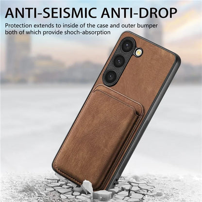 D12 For Samsung Galaxy S23 Case Magnetic Detachable Card Slots PU Leather Phone Cover