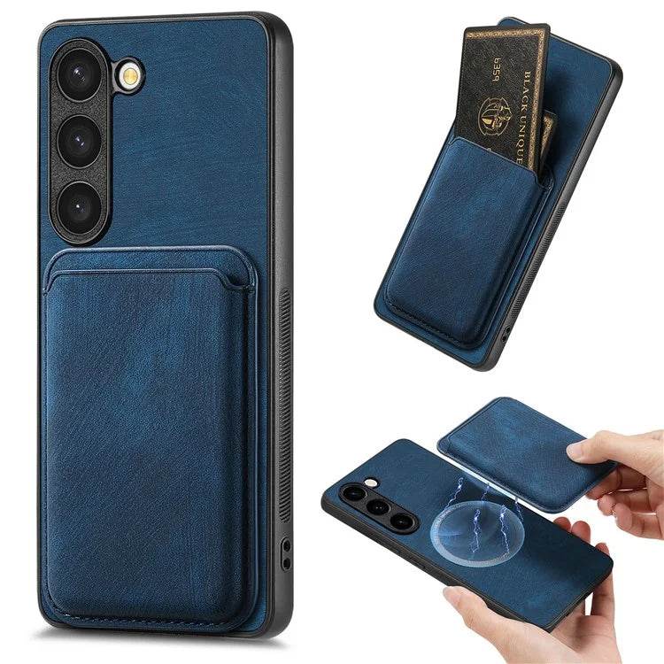 D12 For Samsung Galaxy S23 Case Magnetic Detachable Card Slots PU Leather Phone Cover