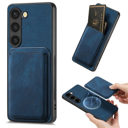 D12 For Samsung Galaxy S23 Case Magnetic Detachable Card Slots PU Leather Phone Cover