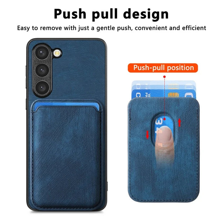 D12 For Samsung Galaxy S23 Case Magnetic Detachable Card Slots PU Leather Phone Cover