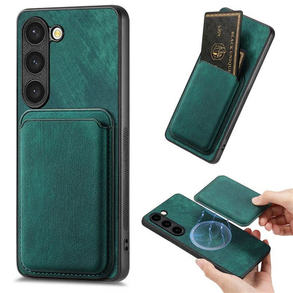 D12 For Samsung Galaxy S23 Case Magnetic Detachable Card Slots PU Leather Phone Cover
