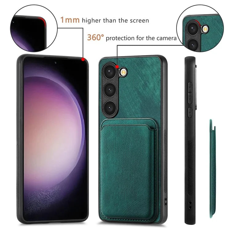 D12 For Samsung Galaxy S23 Case Magnetic Detachable Card Slots PU Leather Phone Cover