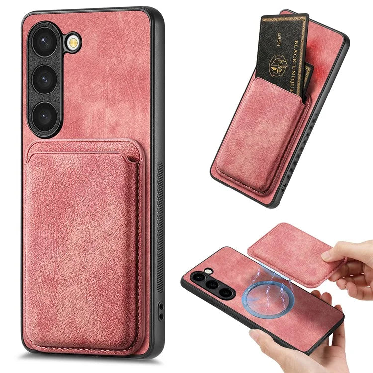 D12 For Samsung Galaxy S23 Case Magnetic Detachable Card Slots PU Leather Phone Cover