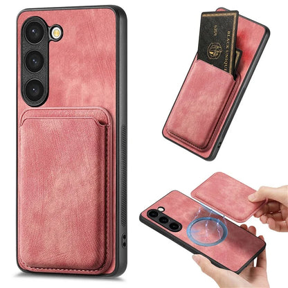D12 For Samsung Galaxy S23 Case Magnetic Detachable Card Slots PU Leather Phone Cover