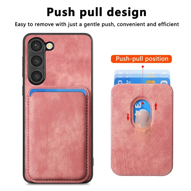 D12 For Samsung Galaxy S23 Case Magnetic Detachable Card Slots PU Leather Phone Cover