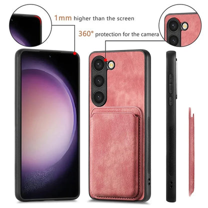 D12 For Samsung Galaxy S23 Case Magnetic Detachable Card Slots PU Leather Phone Cover
