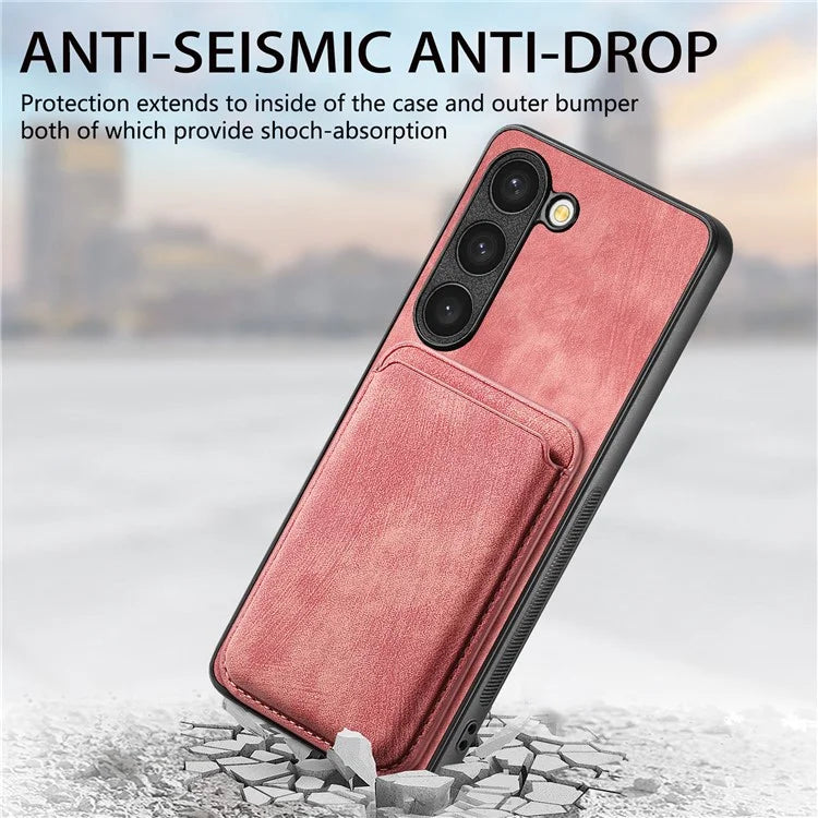 D12 For Samsung Galaxy S23 Case Magnetic Detachable Card Slots PU Leather Phone Cover