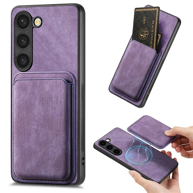 D12 For Samsung Galaxy S23 Case Magnetic Detachable Card Slots PU Leather Phone Cover