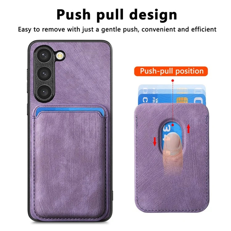D12 For Samsung Galaxy S23 Case Magnetic Detachable Card Slots PU Leather Phone Cover
