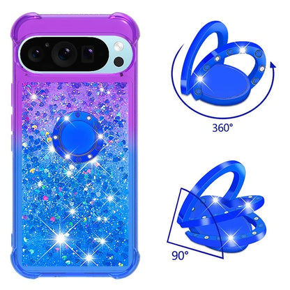 YB Quicksand Series-8 for Google Pixel 9 Pro TPU Case Glitter Sequins Gradient Kickstand Cover