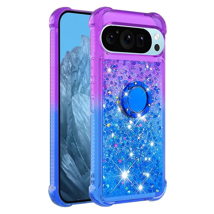 YB Quicksand Series-8 for Google Pixel 9 Pro TPU Case Glitter Sequins Gradient Kickstand Cover
