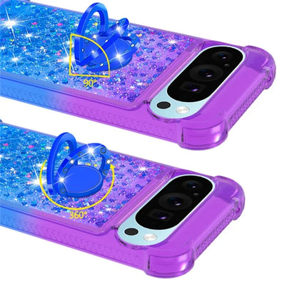 YB Quicksand Series-8 for Google Pixel 9 Pro TPU Case Glitter Sequins Gradient Kickstand Cover
