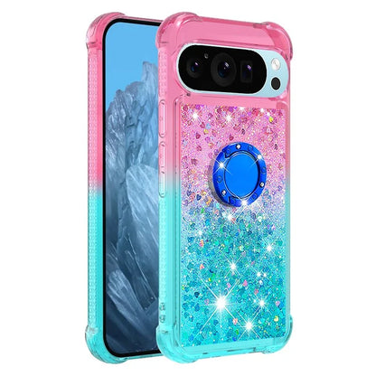 YB Quicksand Series-8 for Google Pixel 9 Pro TPU Case Glitter Sequins Gradient Kickstand Cover