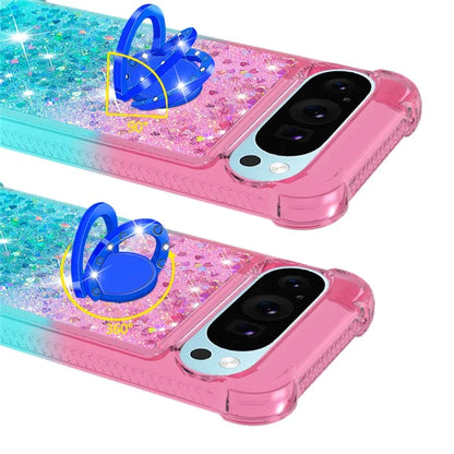 YB Quicksand Series-8 for Google Pixel 9 Pro TPU Case Glitter Sequins Gradient Kickstand Cover