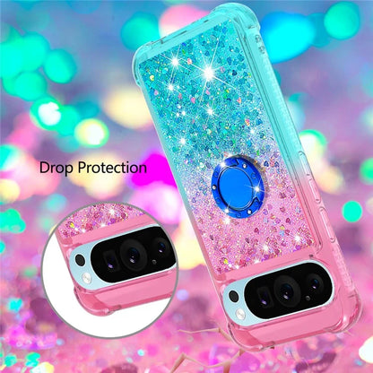 YB Quicksand Series-8 for Google Pixel 9 Pro TPU Case Glitter Sequins Gradient Kickstand Cover