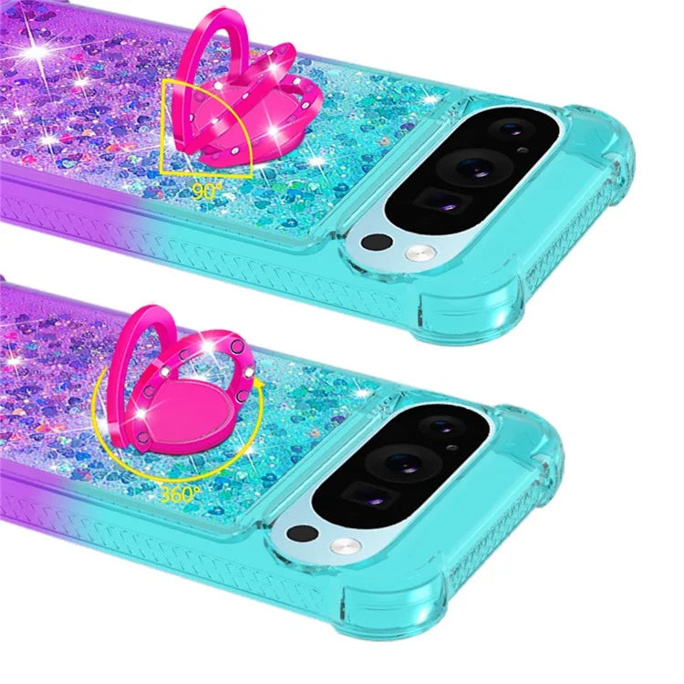YB Quicksand Series-8 for Google Pixel 9 Pro TPU Case Glitter Sequins Gradient Kickstand Cover