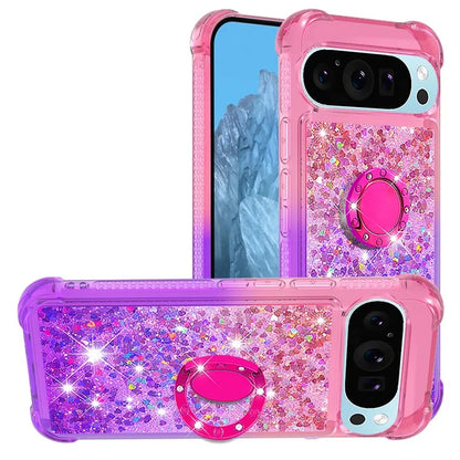 YB Quicksand Series-8 for Google Pixel 9 Pro TPU Case Glitter Sequins Gradient Kickstand Cover