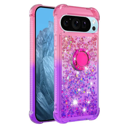 YB Quicksand Series-8 for Google Pixel 9 Pro TPU Case Glitter Sequins Gradient Kickstand Cover