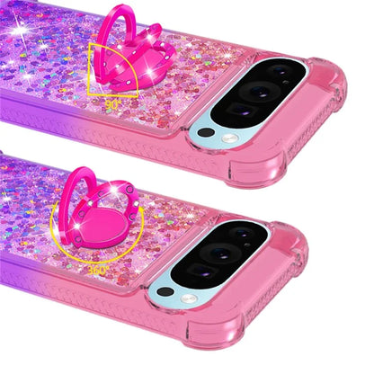 YB Quicksand Series-8 for Google Pixel 9 Pro TPU Case Glitter Sequins Gradient Kickstand Cover