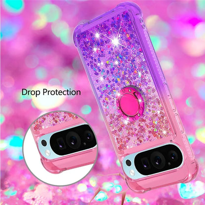YB Quicksand Series-8 for Google Pixel 9 Pro TPU Case Glitter Sequins Gradient Kickstand Cover