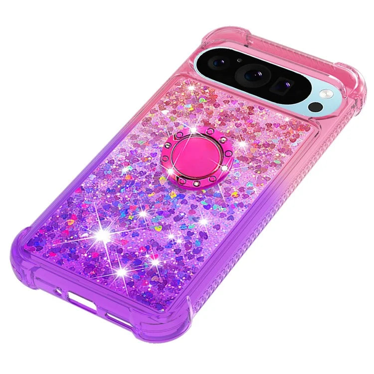 YB Quicksand Series-8 for Google Pixel 9 Pro TPU Case Glitter Sequins Gradient Kickstand Cover