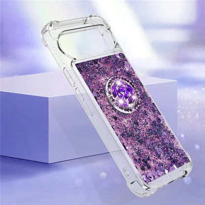 YB Quicksand Series-7 For Google Pixel 9 Pro Case Ring Kickstand Shiny Sequins TPU Cover
