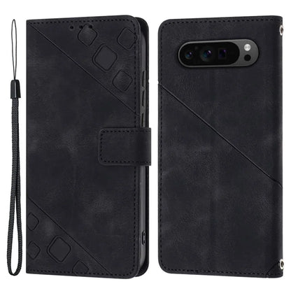 PT005 YB Imprinting Series-6 For Google Pixel 9 Pro Leather Case Wallet Card Slots Phone Cover