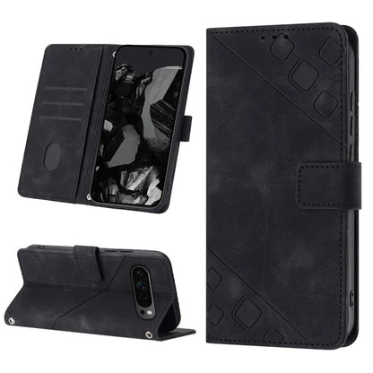 PT005 YB Imprinting Series-6 For Google Pixel 9 Pro Leather Case Wallet Card Slots Phone Cover