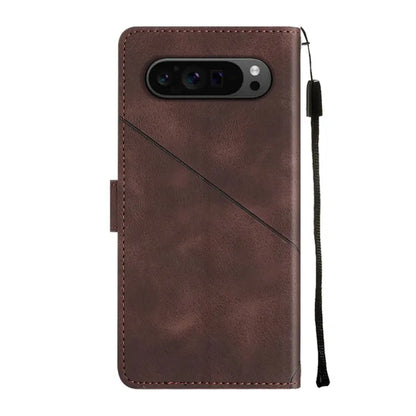 PT005 YB Imprinting Series-6 For Google Pixel 9 Pro Leather Case Wallet Card Slots Phone Cover