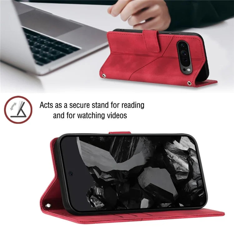 PT005 YB Imprinting Series-6 For Google Pixel 9 Pro Leather Case Wallet Card Slots Phone Cover