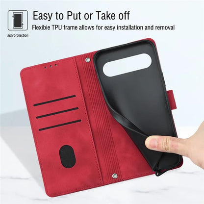 PT005 YB Imprinting Series-6 For Google Pixel 9 Pro Leather Case Wallet Card Slots Phone Cover