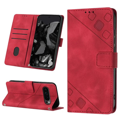 PT005 YB Imprinting Series-6 For Google Pixel 9 Pro Leather Case Wallet Card Slots Phone Cover