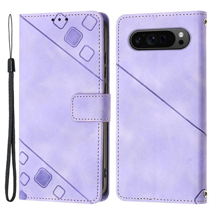 PT005 YB Imprinting Series-6 For Google Pixel 9 Pro Leather Case Wallet Card Slots Phone Cover