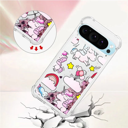 YB Quicksand Series-2 For Google Pixel 9 Pro Case Liquid Quicksand Pattern TPU Phone Cover