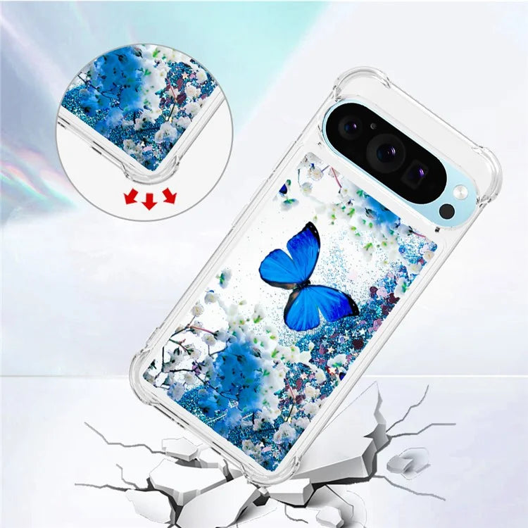 YB Quicksand Series-2 For Google Pixel 9 Pro Case Liquid Quicksand Pattern TPU Phone Cover