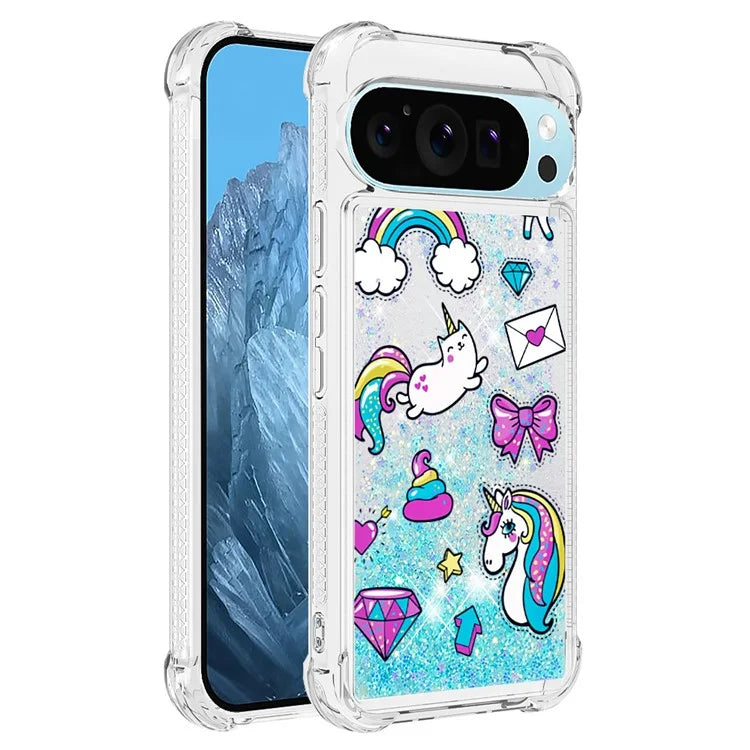 YB Quicksand Series-2 For Google Pixel 9 Pro Case Liquid Quicksand Pattern TPU Phone Cover