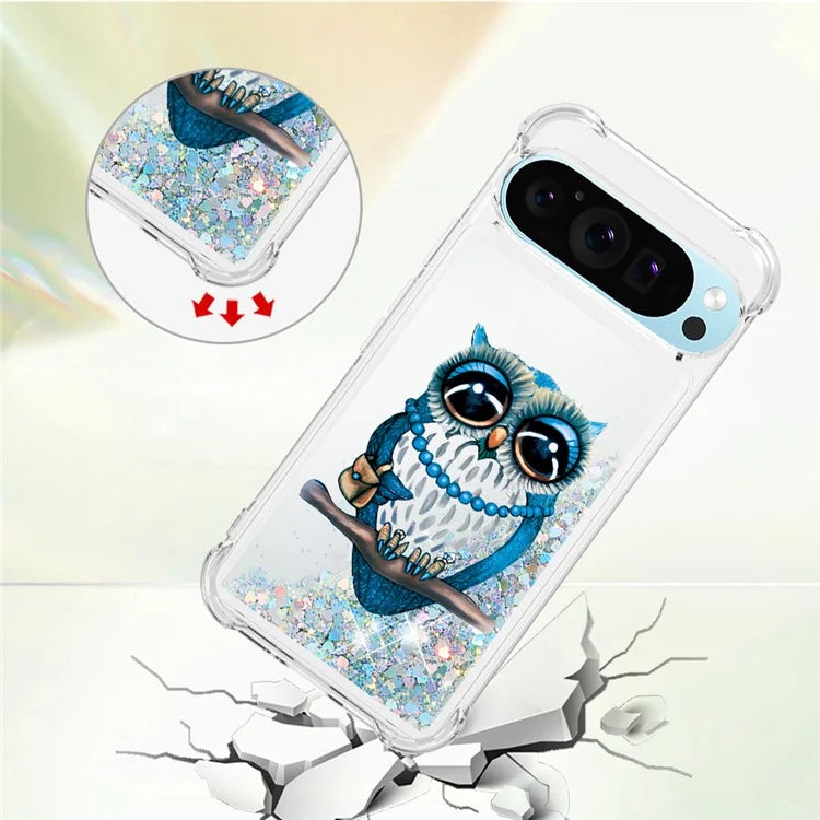 YB Quicksand Series-2 For Google Pixel 9 Pro Case Liquid Quicksand Pattern TPU Phone Cover