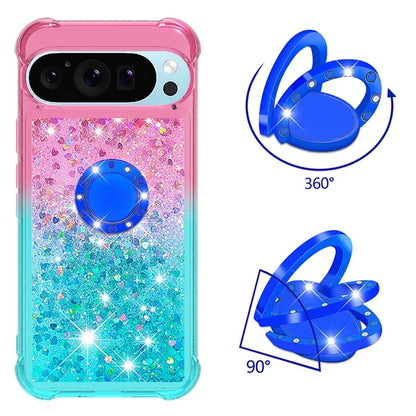 YB Quicksand Series-8 for Google Pixel 9 Kickstand Case Glitter Liquid Gradient TPU Phone Cover