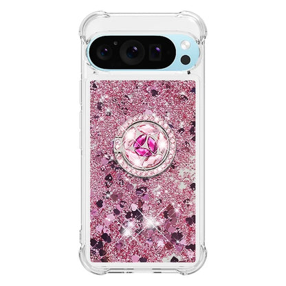 YB Quicksand Series-7 For Google Pixel 9 Case Floating Sequins TPU Cover with Ring Kickstand