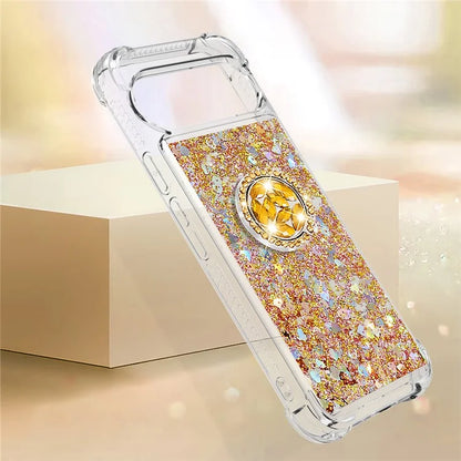 YB Quicksand Series-7 For Google Pixel 9 Case Floating Sequins TPU Cover with Ring Kickstand