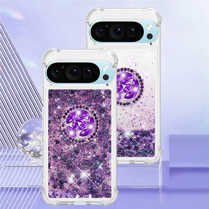 YB Quicksand Series-7 For Google Pixel 9 Case Floating Sequins TPU Cover with Ring Kickstand