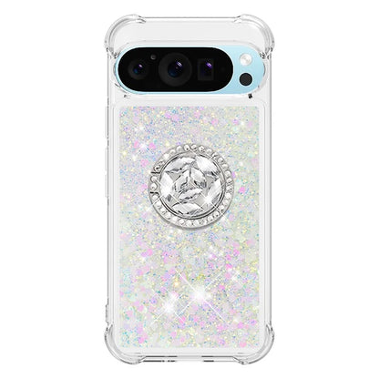 YB Quicksand Series-7 For Google Pixel 9 Case Floating Sequins TPU Cover with Ring Kickstand