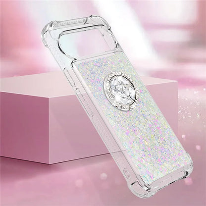 YB Quicksand Series-7 For Google Pixel 9 Case Floating Sequins TPU Cover with Ring Kickstand