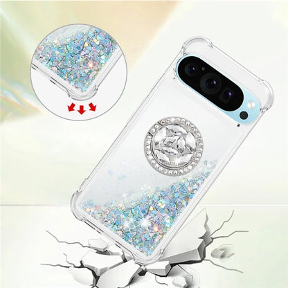 YB Quicksand Series-7 For Google Pixel 9 Case Floating Sequins TPU Cover with Ring Kickstand