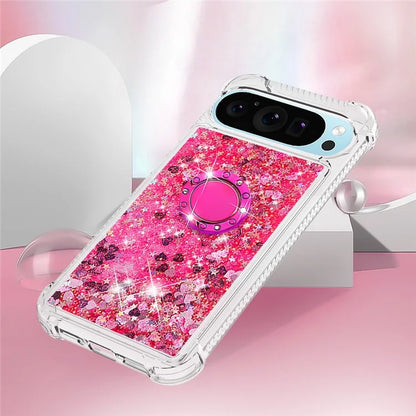 YB Quicksand Series-7 For Google Pixel 9 Case Floating Sequins TPU Cover with Ring Kickstand