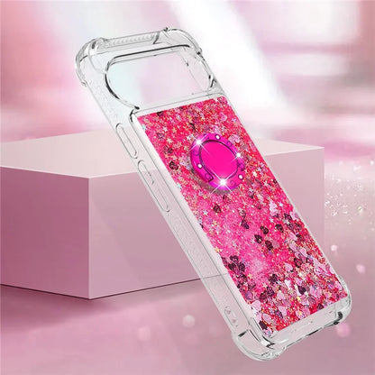 YB Quicksand Series-7 For Google Pixel 9 Case Floating Sequins TPU Cover with Ring Kickstand