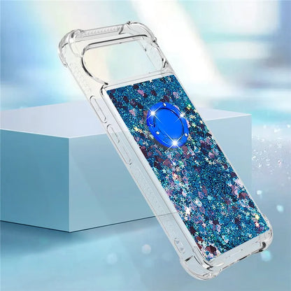 YB Quicksand Series-7 For Google Pixel 9 Case Floating Sequins TPU Cover with Ring Kickstand